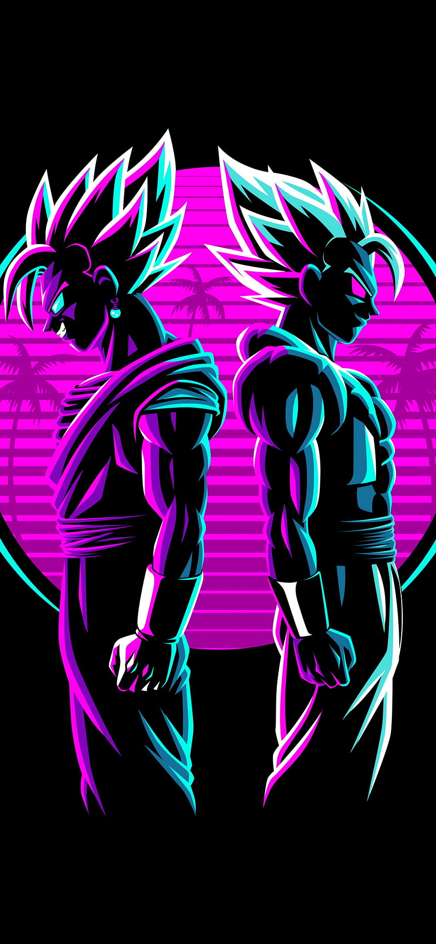 Vegeta and Goku Fusion in Neon Cyberpunk Style Dragon Ball Z Artwork HD phone wallpaper