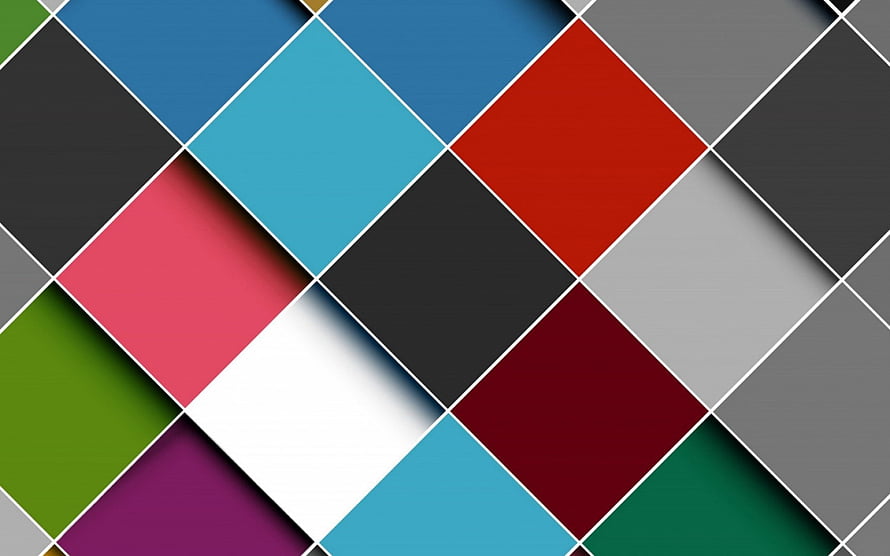 Vibrant Geometric Diamond Pattern with Layered Colorful Tiles and Soft Shadows HD wallpaper