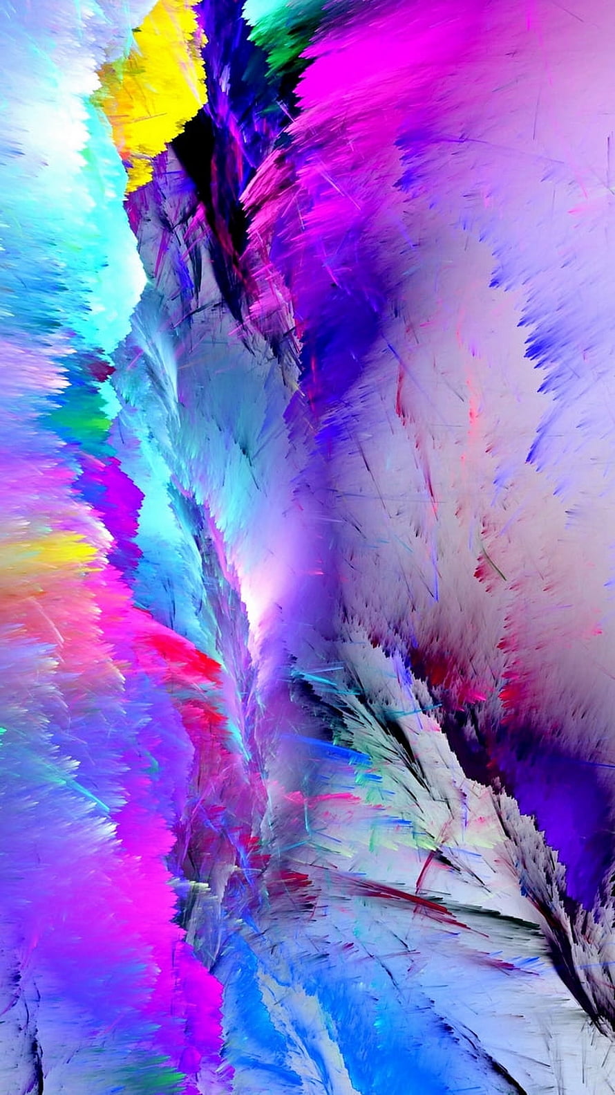 Vibrant Neon Abstract Art with Purple and Cyan Brushstrokes HD phone wallpaper