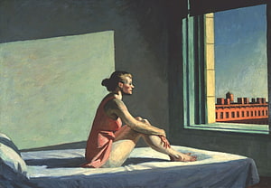 Edward Hopper Study for Morning Sun: Woman in Red Dress Seated by Window HD wallpaper