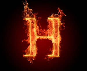 Burning Letter H Fire Flame Alphabet Typography Design HD wallpaper