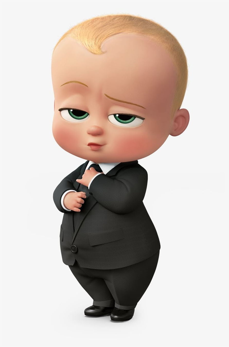 Boss Baby 3D Character in Black Business Suit with Arms Crossed HD phone wallpaper
