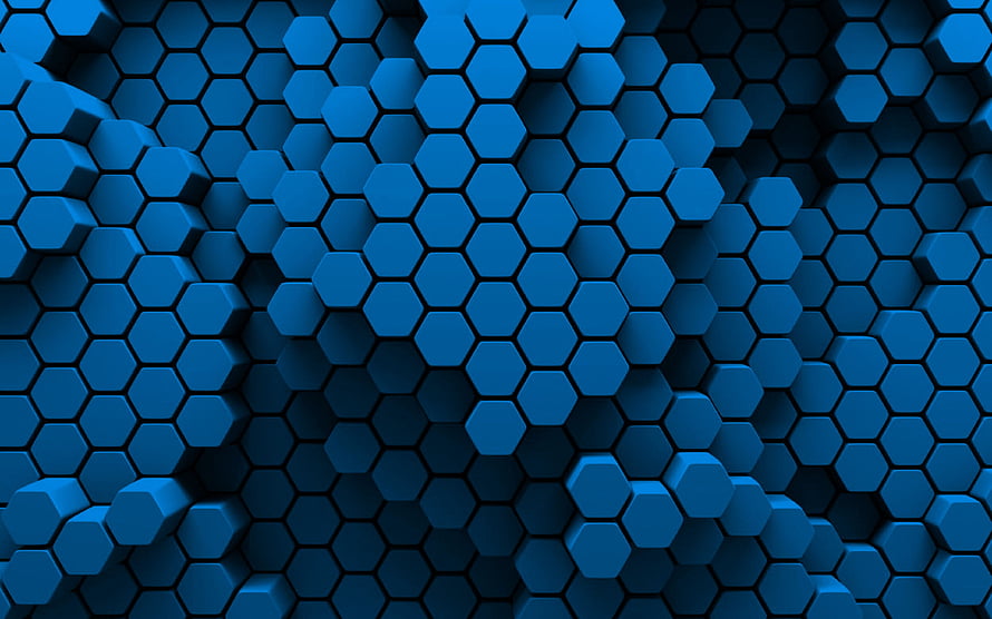 Deep Blue 3D Honeycomb Hexagon Pattern with Dynamic Depth and Geometric Texture HD wallpaper