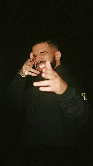 Drake in Black Jacket with Diamond Ring and Gold Emblem HD phone wallpaper