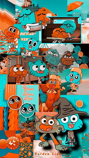 Gumball and Darwin Retro Aesthetic Collage Wallpaper HD phone wallpaper