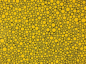 Yayoi Kusama Polka Dot Pattern with Yellow Circles on Black Background HD wallpaper