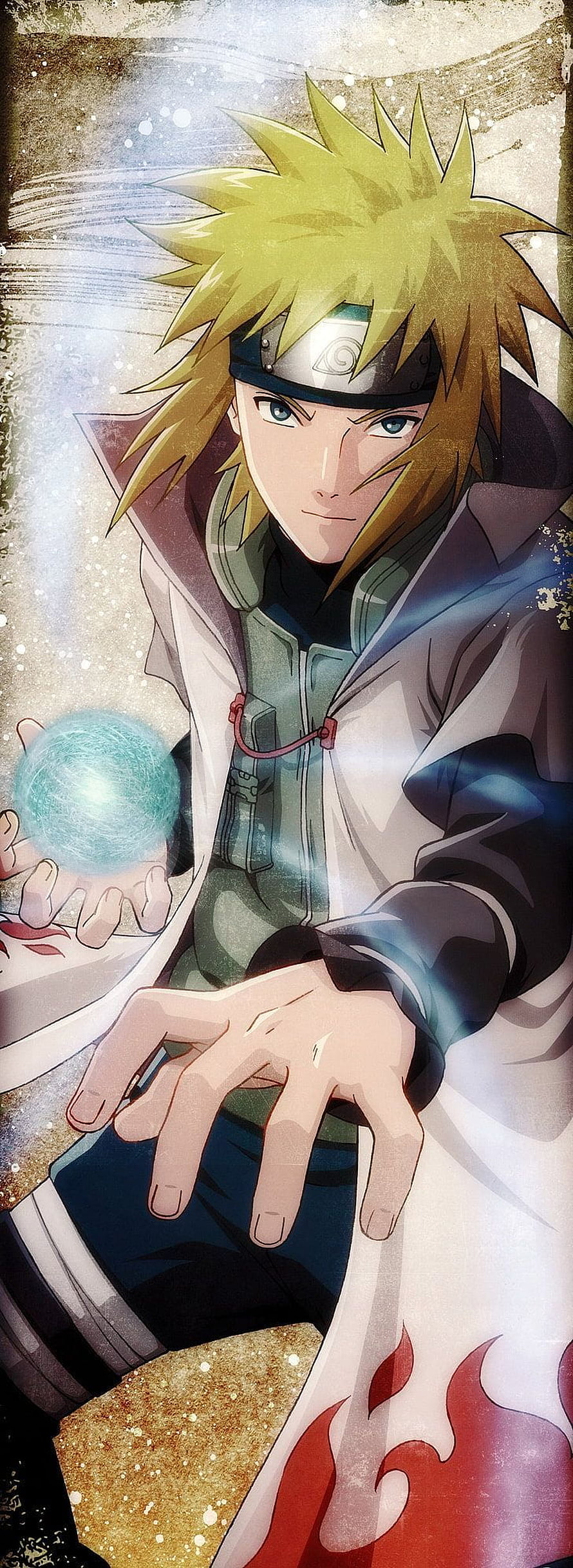 Minato Namikaze Channeling Rasengan in White Cloak | Naruto Shippuden Anime Illustration HD phone wallpaper