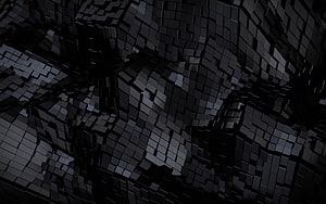 Dark 3D Geometric Cube Pattern with Wavy Abstract Texture HD wallpaper