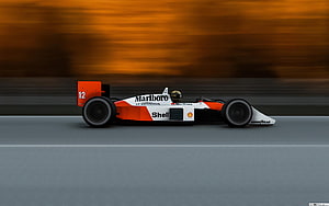 Ayrton Senna's McLaren MP4-4 Formula 1 Car in Motion on the Track HD wallpaper