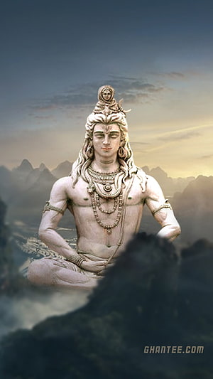 Lord Shiva Meditating in Mountain Landscape with Serene Sky HD phone wallpaper