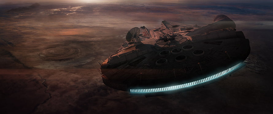 Star Wars Star Destroyer Cruising Over a Barren Desert Planet HD wallpaper