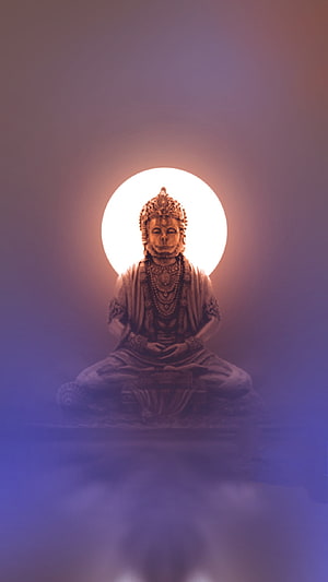 Lord Hanuman in Serene Meditation with Radiant Halo and Misty Atmosphere, Lord Hanuman, Meditation, Peace, , God HD phone wallpaper