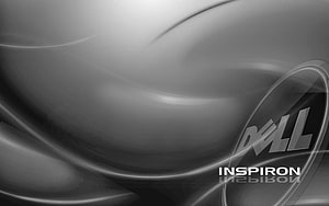 Dell Inspiron Sleek Monochrome Abstract Wallpaper with Flowing Silver Waves HD wallpaper
