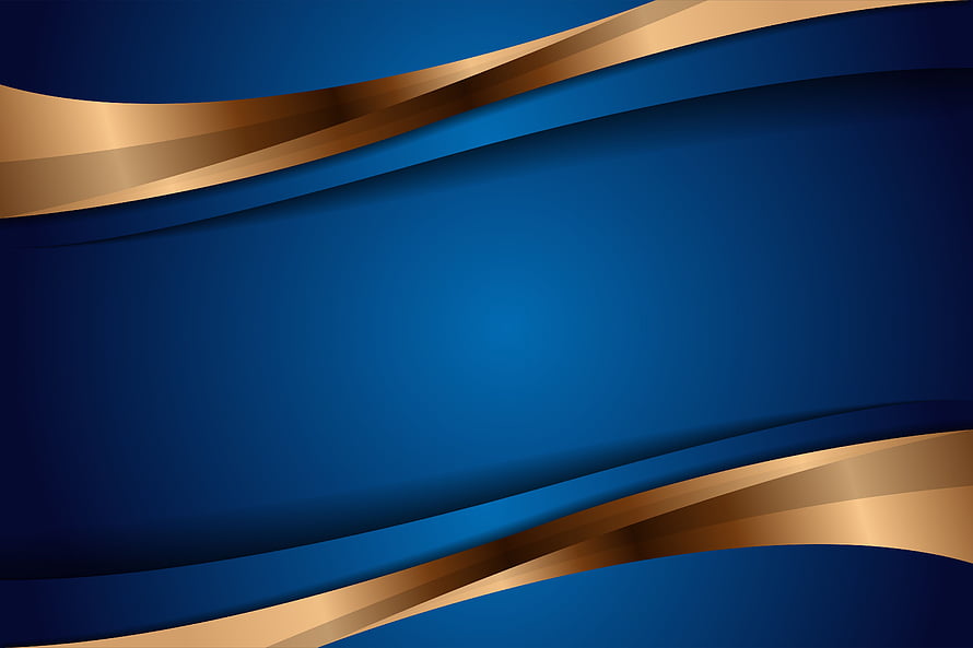 Elegant Blue and Gold Abstract Wave Design with Metallic Ribbons HD wallpaper