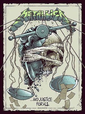 Metallica And Justice For All Album Artwork Poster Featuring Skull and Scales of Justice HD phone wallpaper