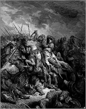 Gustave Doré Illustration of Medieval Knights in Fierce Battle HD phone wallpaper