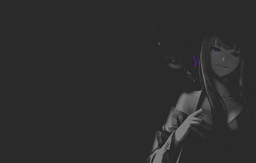 Black Witch Anime Character in Dark Shadowy Setting with Purple Eyes HD wallpaper