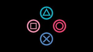 PlayStation Controller Button Icons Arranged in a Diamond Pattern on Black Background HD wallpaper