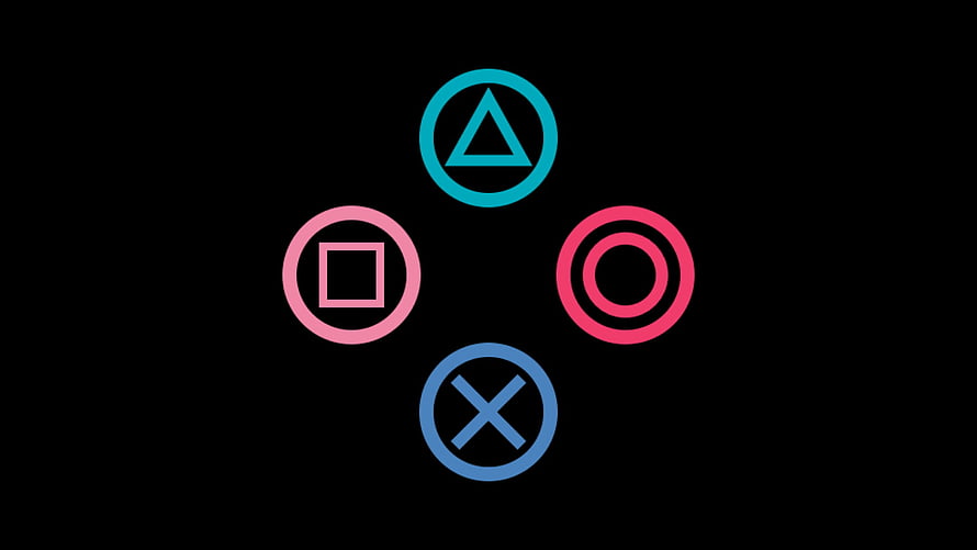 PlayStation Controller Button Icons Arranged in a Diamond Pattern on Black Background HD wallpaper