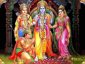 Lord Rama, Sita, and Hanuman in Traditional Indian Temple Art, Lord Shri Ram Sita - of god HD wallpaper