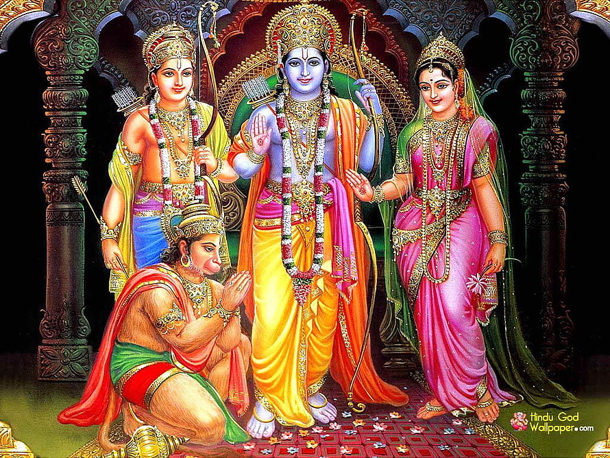 Lord Rama, Sita, and Hanuman in Traditional Indian Temple Art, Lord Shri Ram Sita - of god HD wallpaper