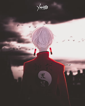 Izana from Tokyo Revengers Standing Under a Dramatic Cloudy Sky HD phone wallpaper