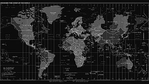 World Standard Time Zones Map with Country Borders and Ocean Labels HD wallpaper