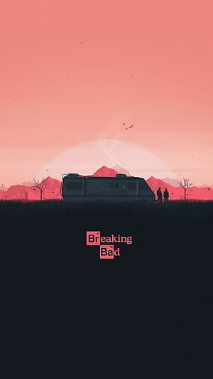Breaking Bad Minimalist Poster with RV Silhouette and Sunset Landscape HD phone wallpaper