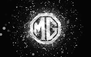 MG Motor Emblem with Glowing White Neon Effects on Dark Abstract Background HD wallpaper