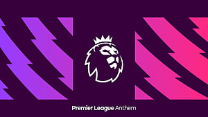 Premier League Lion Crest Logo on Purple and Pink Geometric Background HD wallpaper