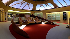 Star Trek Next Generation Bridge Interior with Command Chairs and Red Carpet HD wallpaper