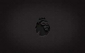 Premier League Lion Crest on Dark Carbon Fiber Texture Background HD wallpaper