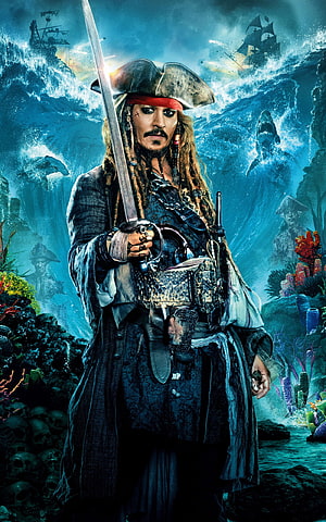 Captain Jack Sparrow from Pirates of the Caribbean: Dead Men Tell No Tales HD phone wallpaper