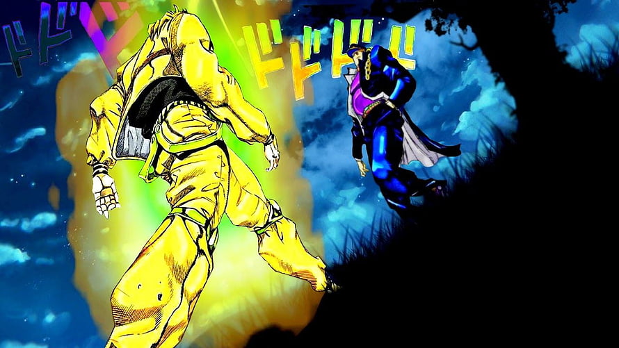 Dio and Jotaro Confrontation in Jojo's Bizarre Adventure Anime Style HD wallpaper