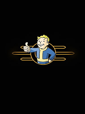 Vault Boy Giving a Thumbs Up on Black Background from the Fallout Video Game Series HD phone wallpaper