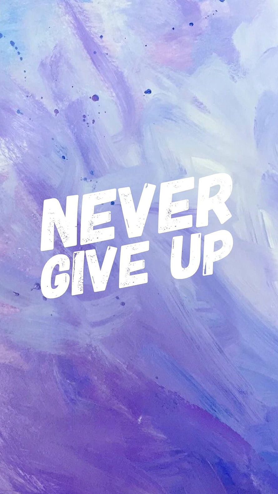 Inspirational Never Give Up Quote on Soft Purple and Blue Watercolor Background HD phone wallpaper