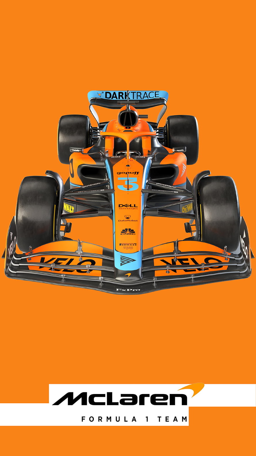 McLaren Formula 1 Race Car Front View with Orange and Blue Livery HD phone wallpaper