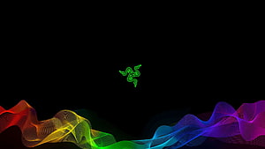 Razer Gaming Wallpaper with Vibrant RGB Wave Design on Black Background HD wallpaper