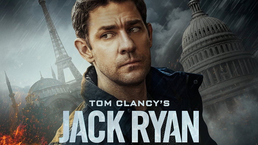 Tom Clancy's Jack Ryan Series Poster Featuring John Krasinski Against Paris and Washington Landmarks HD wallpaper