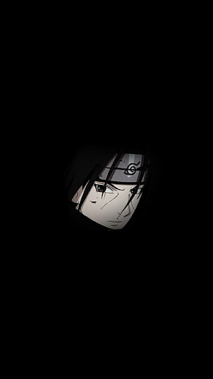 Itachi Uchiha from Naruto Shippuden in a dark minimalist portrait with headband and shadowed face HD phone wallpaper