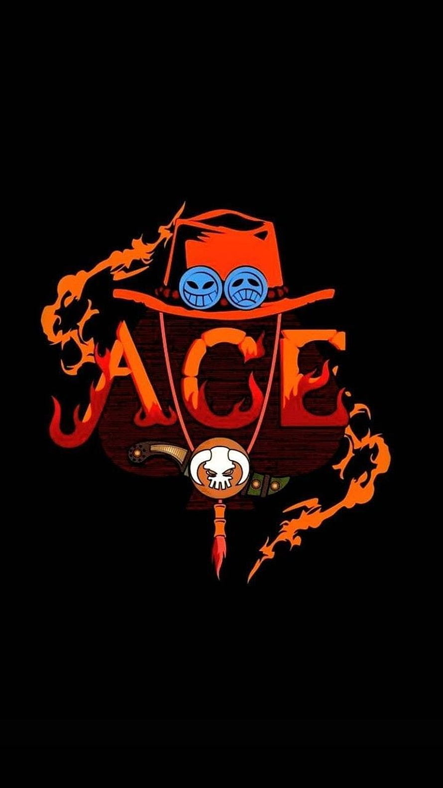 One Piece Portgas D Ace Flame Logo with Straw Hat and Skull Pendant HD phone wallpaper