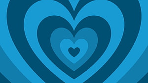 Powerpuff Girls Inspired Concentric Blue Heart Pattern Minimalist Design HD wallpaper