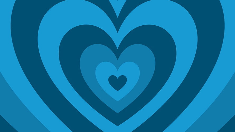Powerpuff Girls Inspired Concentric Blue Heart Pattern Minimalist Design HD wallpaper