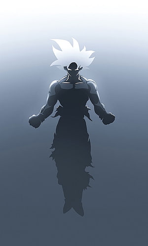 Goku Dragon Ball Super Minimalist Silhouette with White Hair and Dark Background HD phone wallpaper