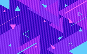 Vibrant Purple Geometric Abstraction with Neon Triangles and Retro Diagonal Lines HD wallpaper