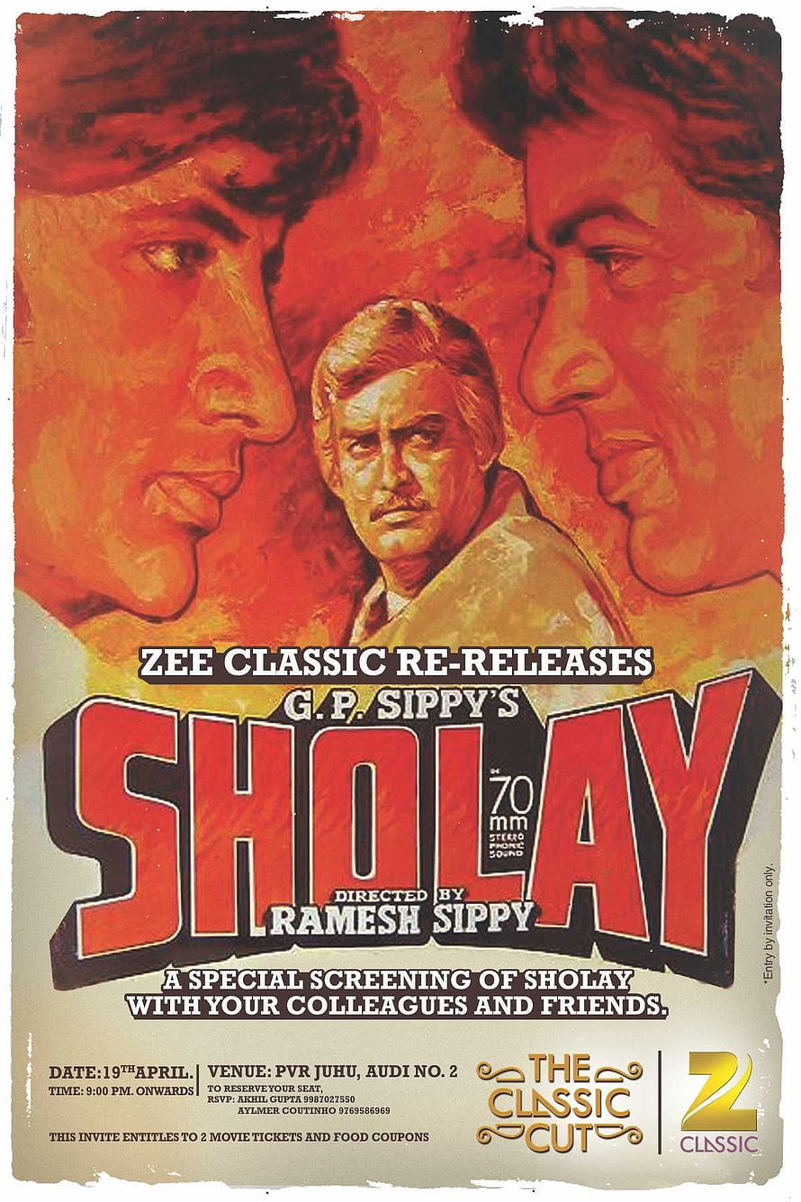 Sholay Classic Bollywood Movie Poster Artwork Featuring Ramesh Sippy Direction HD phone wallpaper