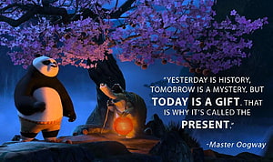 Kung Fu Panda Po and Master Oogway Under Blossoming Tree at Night HD wallpaper