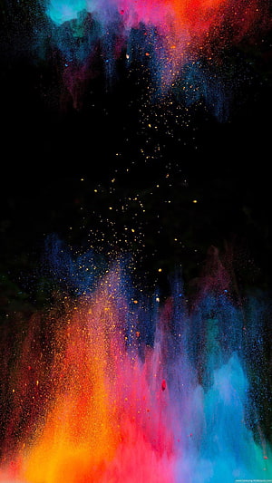 Vibrant Color Powder Explosion Bursting Against a Dark Background HD phone wallpaper