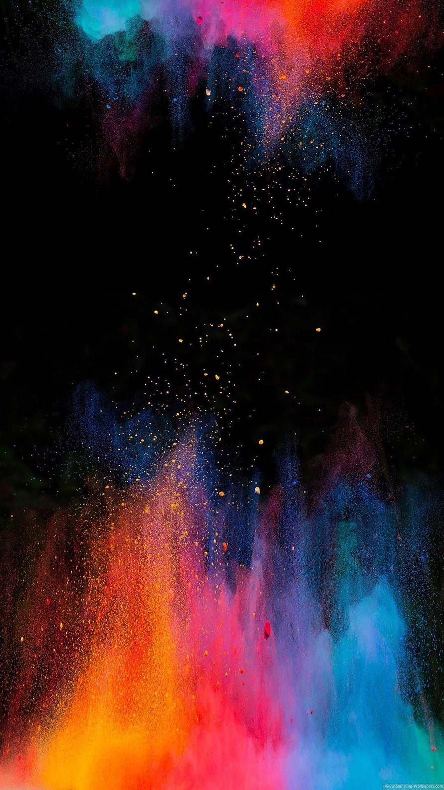 Vibrant Color Powder Explosion Bursting Against a Dark Background HD phone wallpaper