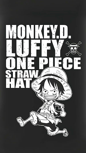 Monkey D. Luffy One Piece Straw Hat Black and White Anime Illustration HD phone wallpaper